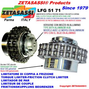 Torque limiter with chain coupling (light alloy hub)